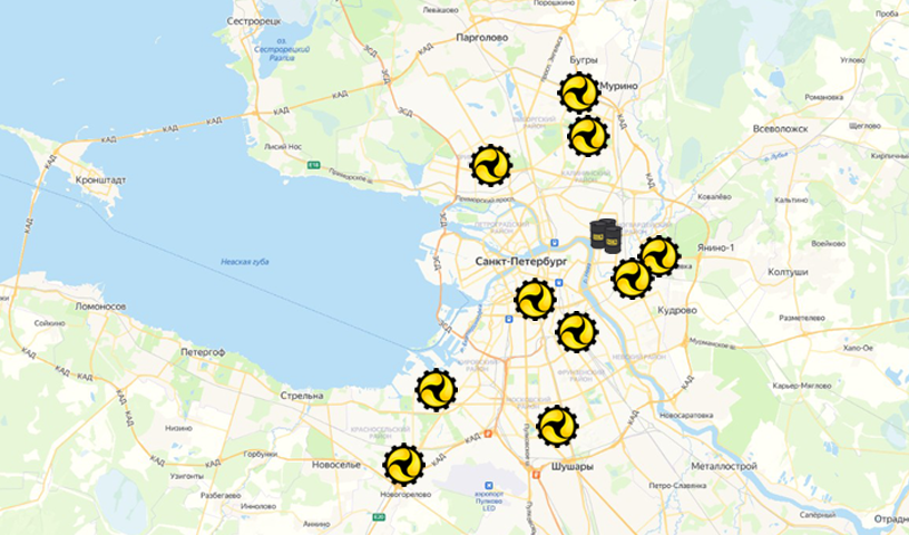 Карта магазинов в СПб