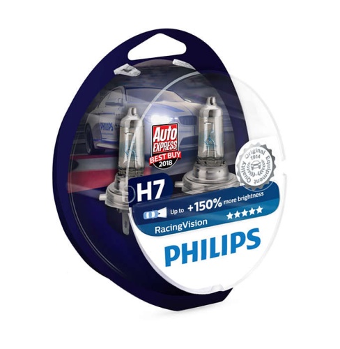Philips Лампа Racing Vision 12V H7 55W PX26d S2 +150% 2шт 12972RVS2 (Снят с производства)