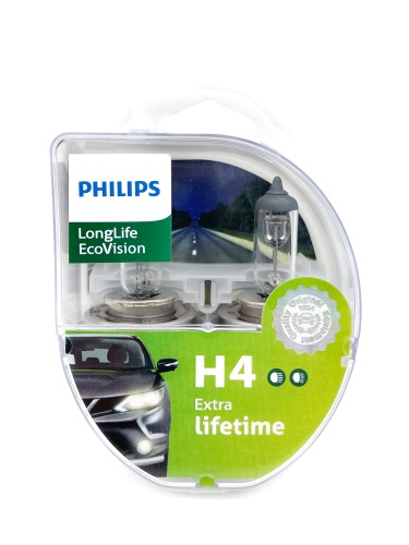 Philips Лампа Longerlife Eco Vision 12V H4 60/55W 2 шт. 12342LLECOS2