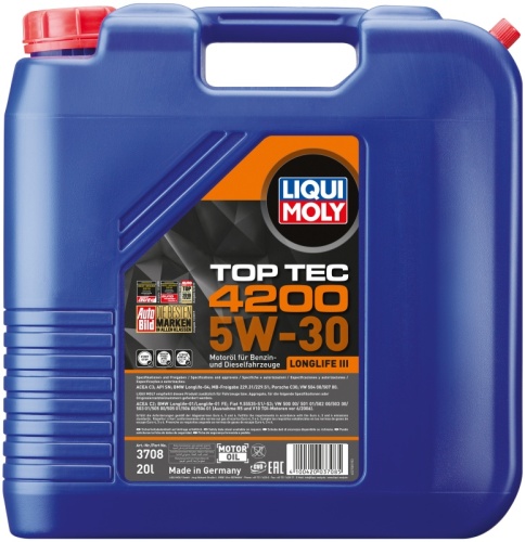 LIQUI MOLY масло моторное Top Tec 5W-30 (20л) 4200/3708