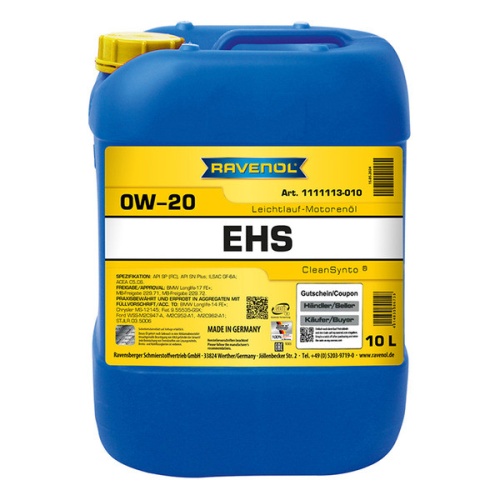 RAVENOL моторное масло EHS SAE 0W-20 (10л) 4014835886735