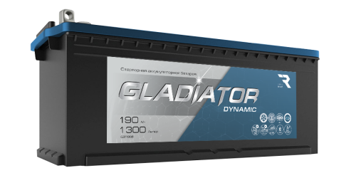 Аккумулятор GLADIATOR dynamic 190Ah 1300А пр. пол под болт (- +) 513x223x223