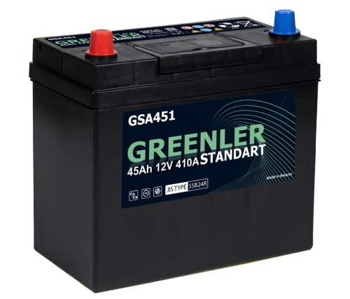Аккумулятор GREENLER 45Ah 410А пр. пол (+ -) 238х129х227