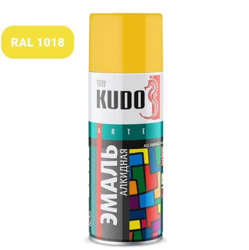 KUDO Краска спрей универсальная желтая (520мл) KU1013