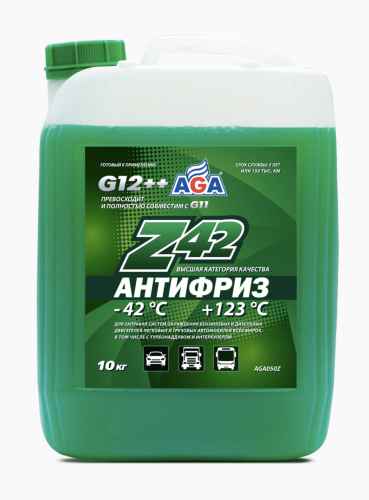 AGA-Z42 Антифриз -42С G12++ зеленый 10кг AGA050Z