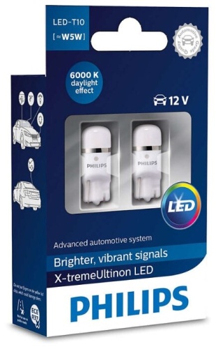 Philips X-tremeUltinon LED 127996000KX2 W5W 12v  2 шт