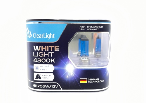 ClearLight Лампа 12V H11 55W PGJ19-2 4300 WhiteLight 2 шт. DUOBOX MLH11WL