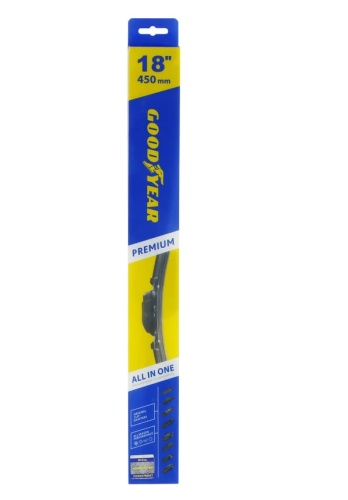 Бескаркасная щетка стеклоочистителя Goodyear PREMIUM 18"/45 cm всесезонная, 9 переходников GY000438