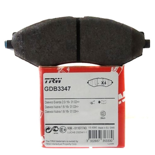 Дисковые тормозные колодки передние TRW GDB3347 для Chevrolet Lacetti, Daewoo Nubira, Orion (4 шт.)