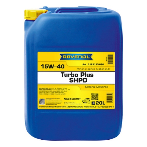 RAVENOL моторное масло Turbo plus SHPD SAE 15W-40 (20л) 4014835726123