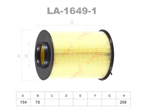 LYNXauto Фильтр воздушный LA16491 (C16134/2,LX1780/3,AK372/1, SB2188)