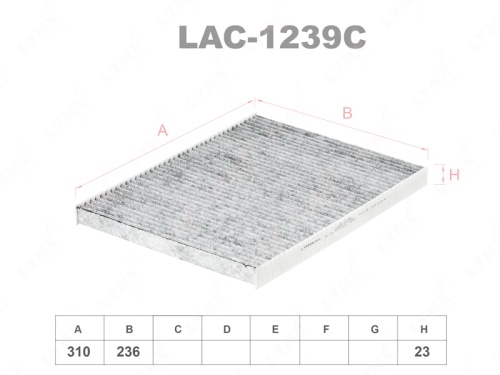 LYNXauto Фильтр салонный угольный LAC1239C (K1168A, CUK3142, LAK159)