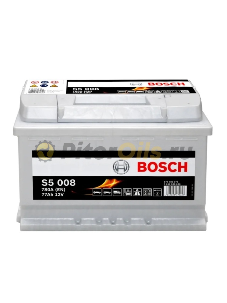 Аккумулятор BOSCH Silver Plus S5 008 77Ah 780A 278x175x190 577 400 078 (- +)