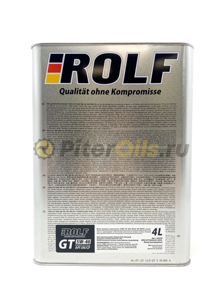 Rolf GT 5w40 SN/CF (4л) металл 322229