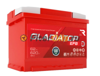 Аккумулятор GLADIATOR EFB 62Ah 620А (Start-Stop) об. пол (- +) 242х175х190