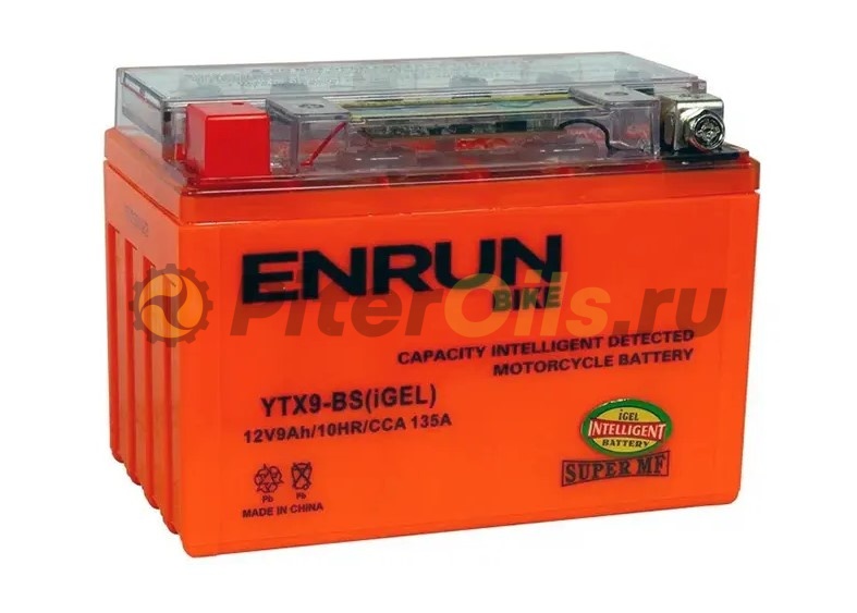 Аккумулятор ENRUN YTX9-BS GEL 9Ah 135A  пр. пол. (+ -) 152x87x107