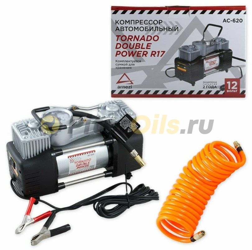ARNEZI Компрессор автомобильный 10Атм 60л/м 300Вт 25А двухцилиндровый AC620 DOUBLE POWER