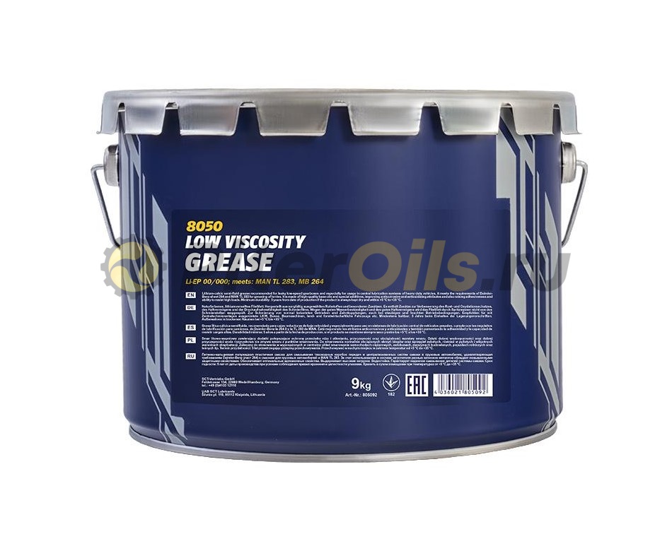Mannol LOW VISCOSITY GREASE Li-EP 00/000 (9кг) 8050/261621