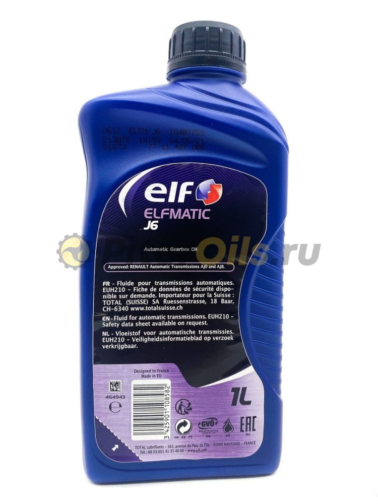 Elf Жидкость для АКПП и ГУР Elfmatic J6, 1л. 213872