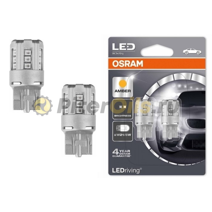 Osram 7715YE-02B лампы W21/5W 12V 1W W3x16q LEDRIVING standard retrofit/оранжевый/W21/5W 2шт.(1к-т)