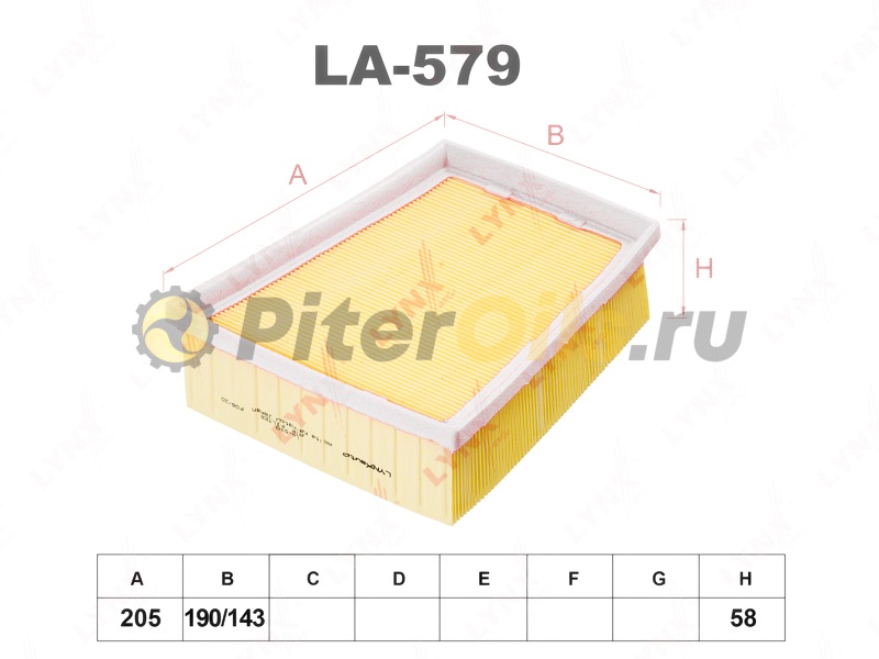 LYNXauto Фильтр воздушный LA579 (C2030, AP185/8, LX2916)	