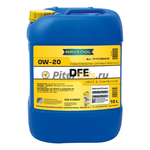RAVENOL моторное масло DFE SAE 0W-20 (10л) 4014835853829