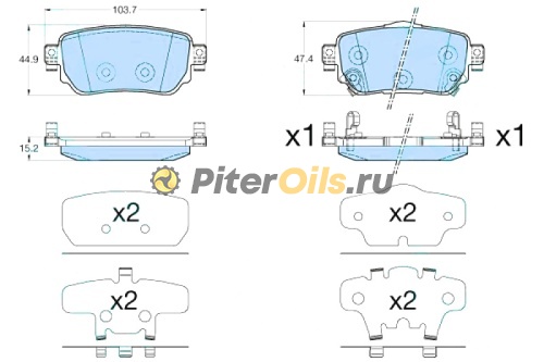 Дисковые тормозные колодки задние TRW GDB3617 для Nissan Qashqai, Renault Kadjar (4 шт.)