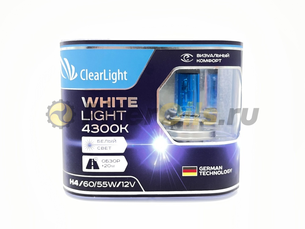ClearLight Лампа 12V H4 60/55W 4300K WhiteLight 2 шт. DUOBOX MLH4WL