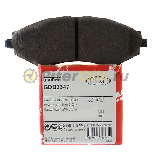 Дисковые тормозные колодки передние TRW GDB3347 для Chevrolet Lacetti, Daewoo Nubira, Orion (4 шт.)