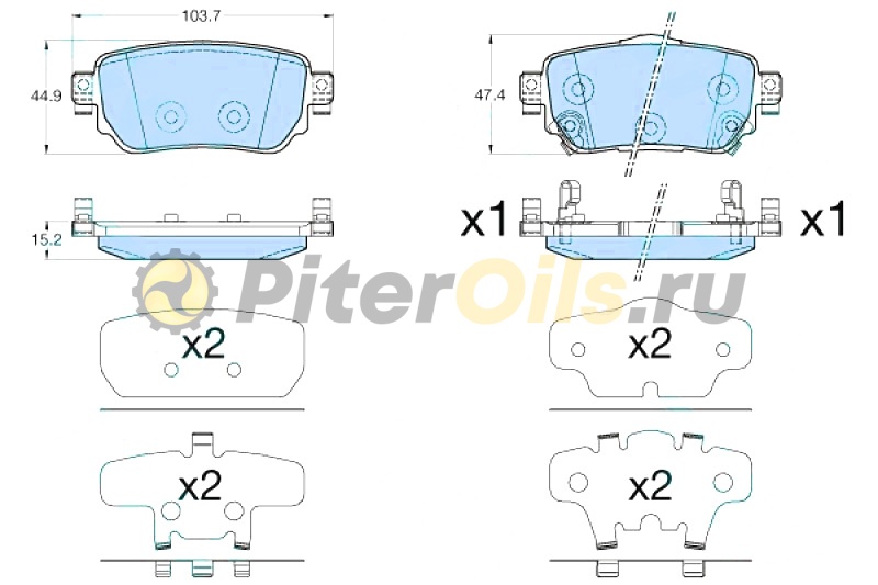 Дисковые тормозные колодки задние TRW GDB3617 для Nissan Qashqai, Renault Kadjar (4 шт.)