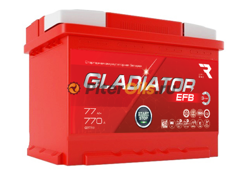 Аккумулятор GLADIATOR EFB 77Ah 770А (Start-Stop) пр. пол (+ -) 278x175x190 GEF7710
