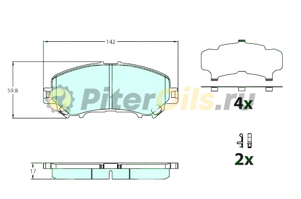 Дисковые тормозные колодки передние TRW GDB3631 NISSAN Qashqai (J11) 2013-/X-Trail (T32) 14- (4 шт.)