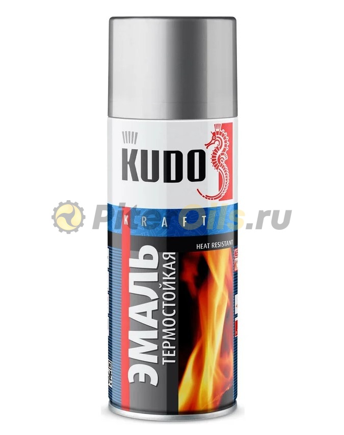 KUDO Краска спрей термостойкая серебристая (520мл) KU5001