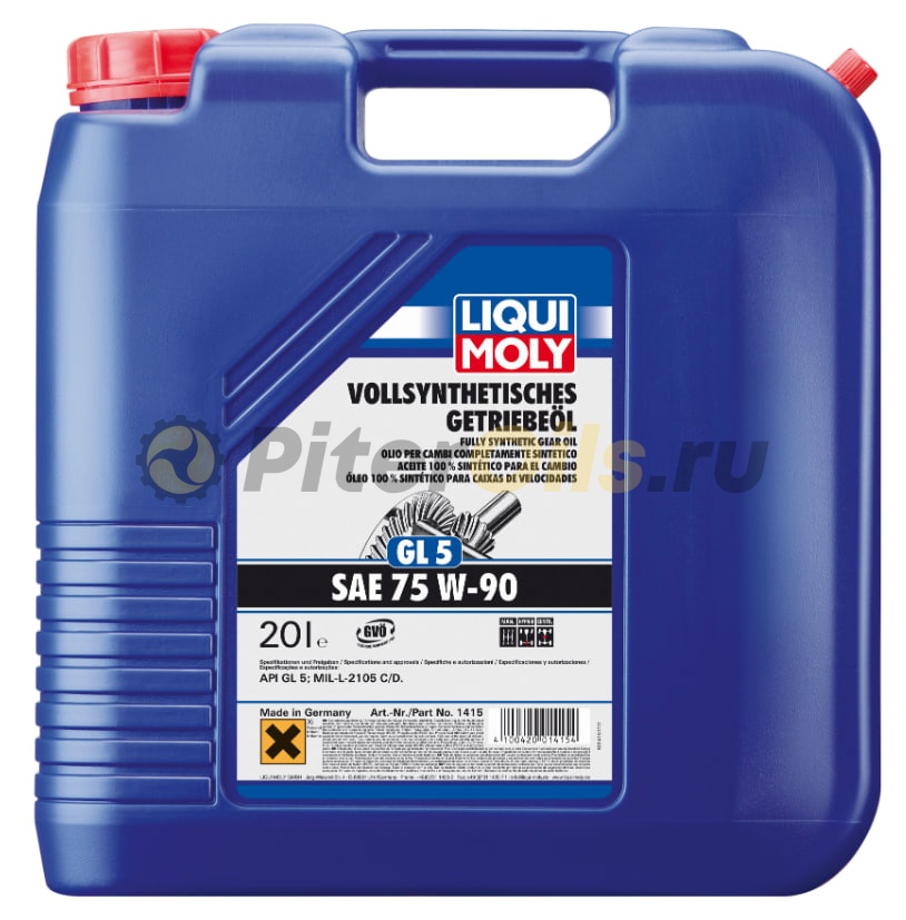 LIQUI MOLY Vollsynthetisches Getriebeoil 75w90 GL-5 (20л) 1415