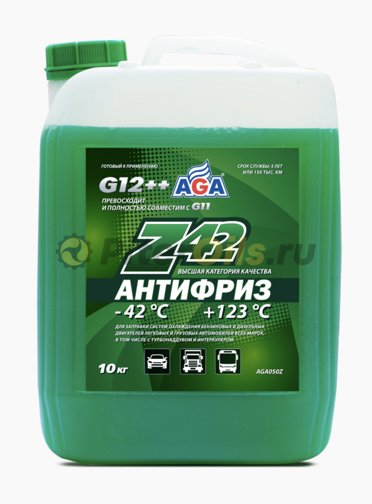 AGA-Z42 Антифриз -42С G12++ зеленый 10кг AGA050Z