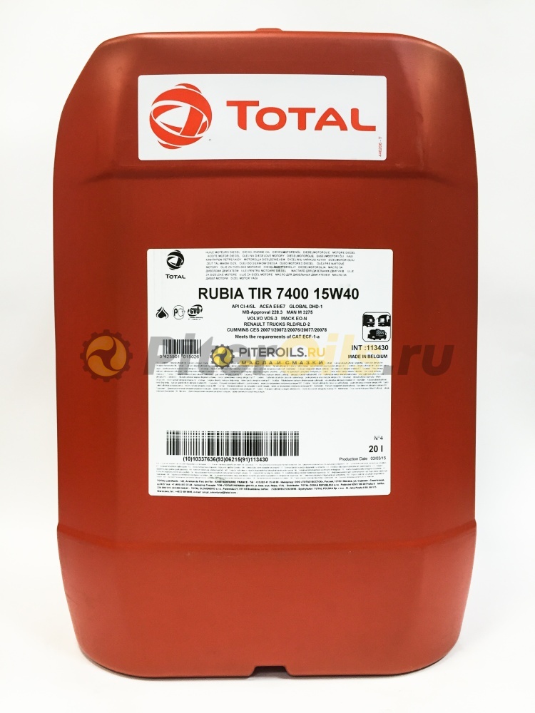 Total Rubia TIR 7400 15w40 (20л) 10270901/113430
