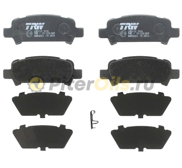 Дисковые тормозные колодки задние TRW GDB3223 для Subaru Forester, Impreza, Legacy, Outback (4 шт.)