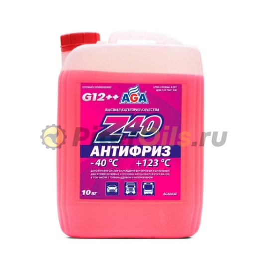 AGA-Z40 Антифриз -40С G12++ красный (10кг) AGA003Z