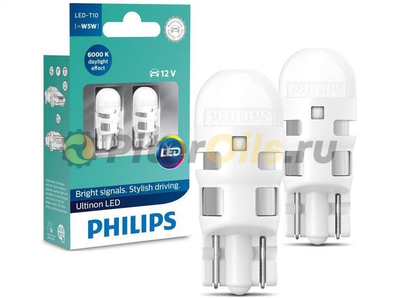 PHILIPS 11961ULWX2 LED Vision Автолампа светодиодная 12V WB T10 LED 0.62W 6000K 2шт. блистер