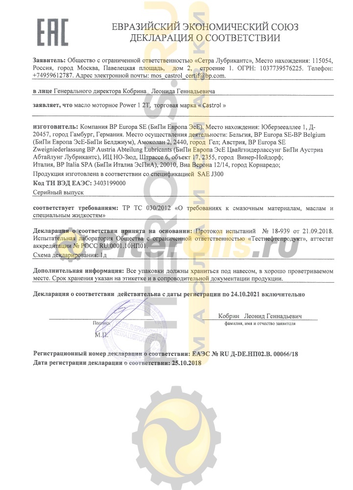 Castrol Power 1 2T (1л) 15940B/15F576