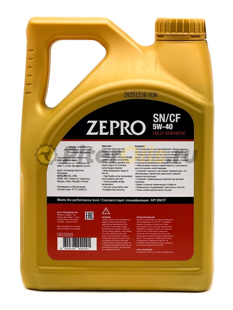 IDEMITSU ZEPRO F-S SN/CF 5W-40 (4л) 30011333-004 (Корея)