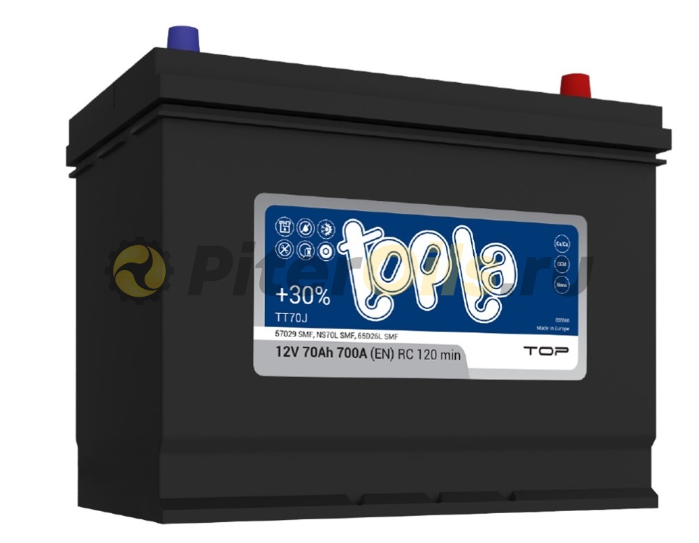 Аккумулятор TOPLA Top JIS 70Ah 700A Asia об. пол (- +) 260x173x225