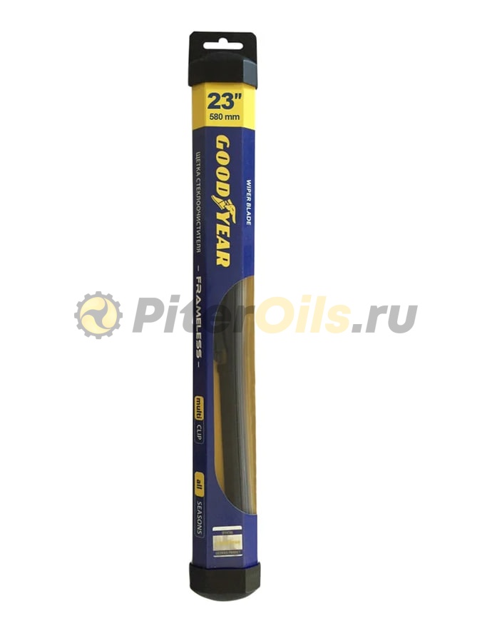 Бескаркасная щетка стеклоочистителя Goodyear FRAMELESS 23"/58 cm всесезонная, MULTICLIP GY000423