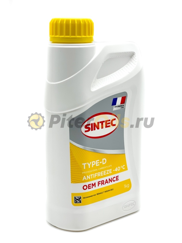 Антифриз Sintec Antifreeze OEM France Type-D yellow-40 (1кг) 6145013
