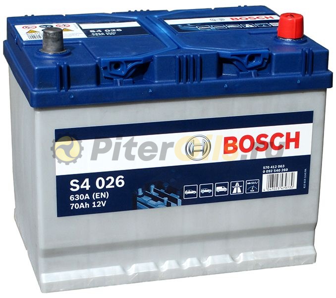 Аккумулятор BOSCH Silver S4 026 70Ah 630A 261x175x220 570 412 063 (- +)