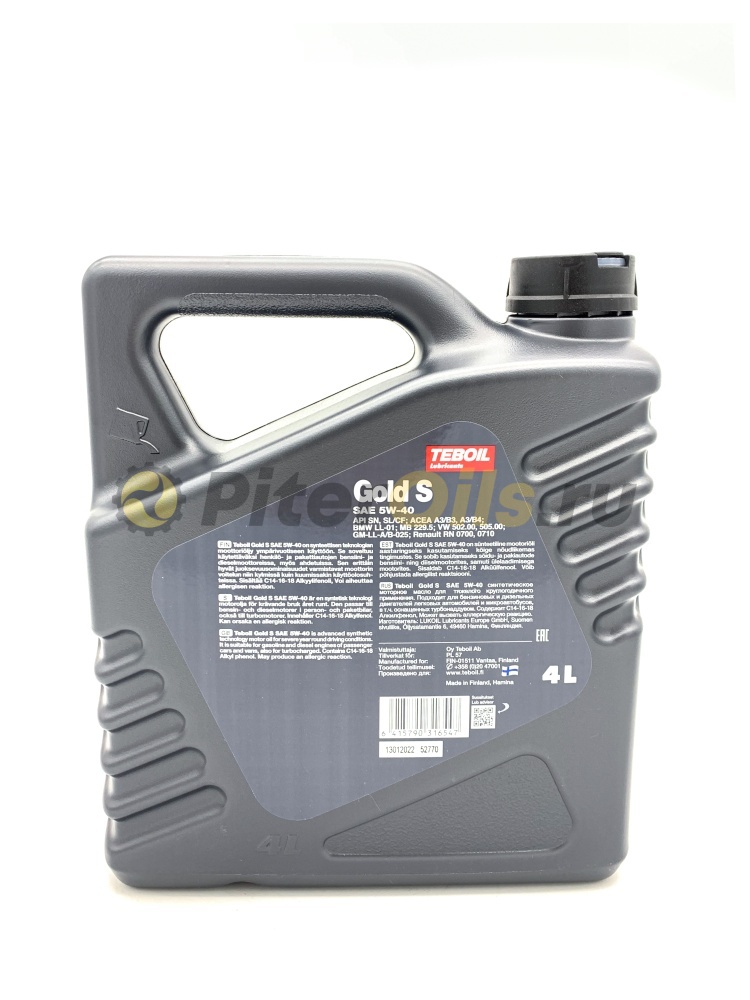 Teboil GOLD S 5W40 ACEA A3/B4 API SL/CF 4л 031654