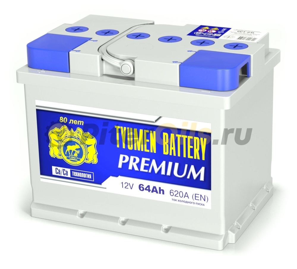 Аккумулятор Tyumen Battery PREMIUM 64Ah 620A пр. пол. (+ -) 242х175х190 6СТ-64LR 6486