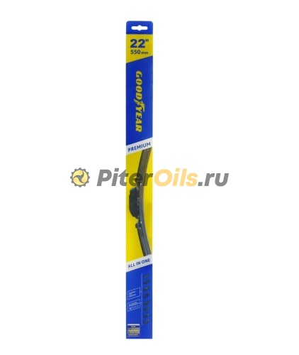 Бескаркасная щетка стеклоочистителя Goodyear PREMIUM 23"/58 cm всесезонная, 9 переходников GY000443