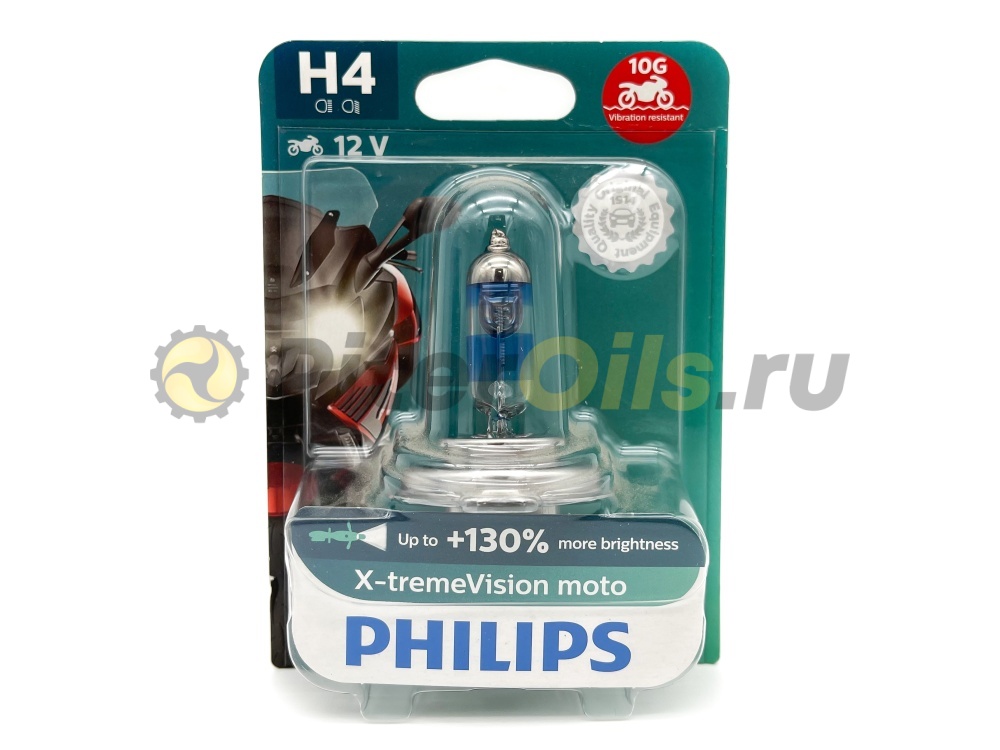 12342XVBW Лампа Philips H4 X-tremeVision Moto +100% 12V 60/55W P43t-38 блистер