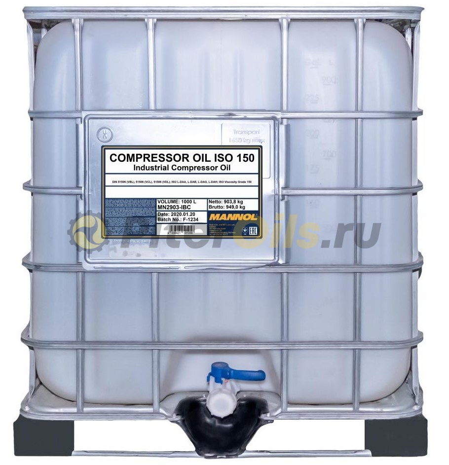 Mannol Compressor Oil ISO 150 (1000л) MN2903-IBC